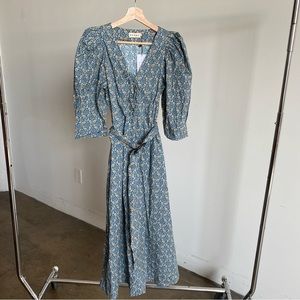 NWT Rhode Alessi Lace Up Dress in Blue Paisley Garden Sz S